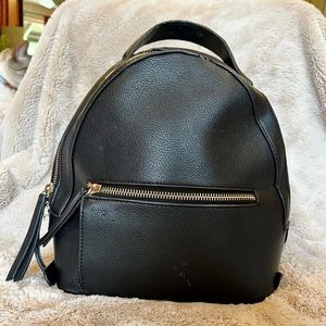 Black faux leather mini backpack